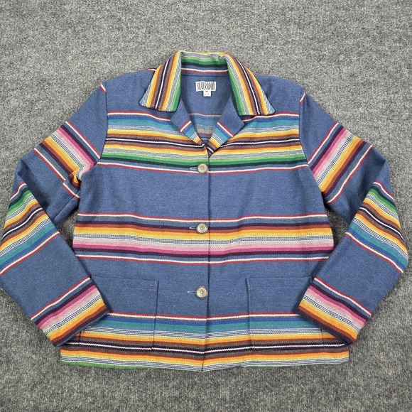 Silverado Jackets & Blazers - Silverado Jacket Womens Medium Multicolor Striped Western Wool Blend Serape